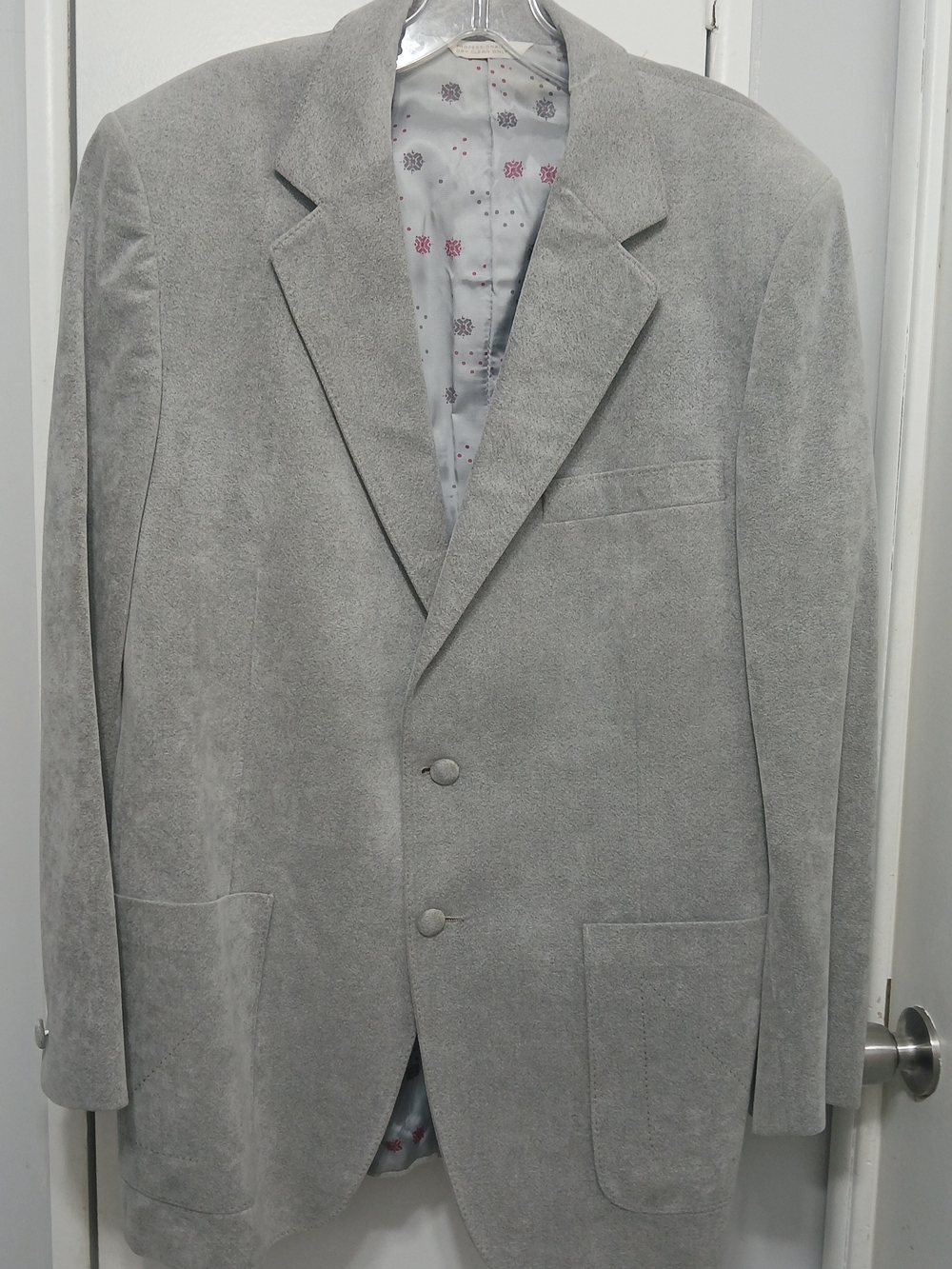 Men's Light Gray Suede Blazer - Classic Two-Button